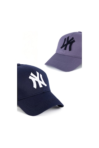 Unisex 2'li Set Lacivert ve Gri Ny New York Beyzbol Şapka - Unisex Lacivert - Gri
