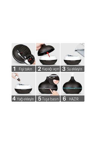 Vothoon Hava Nemlendirici 7 Led Işıklı Aromatik Oda Kokusu 550 Ml Kahve Aroma Difüzörü Buhar Makinası
