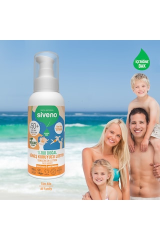 Siveno Doğal 100 ml 50 Faktör Çocuk Güneş Losyonu