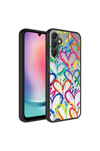 Samsung Galaxy Uyumlu A14 Kılıf Aynalı Desenli Kamera Korumalı Parlak Zore Mirror Kapak - Fragile