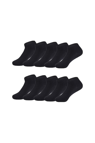 12 Çift Dikişsiz Pamuklu Unisex Patik Çorap Yazlık  Dayanıklı Topuk Siyah
