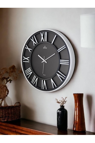 Galaxy Premium Serisi Modern Tasarımlı Roma Rakamlı 40 Cm Duvar Saati Siyah-gri Siyah - Siyah
