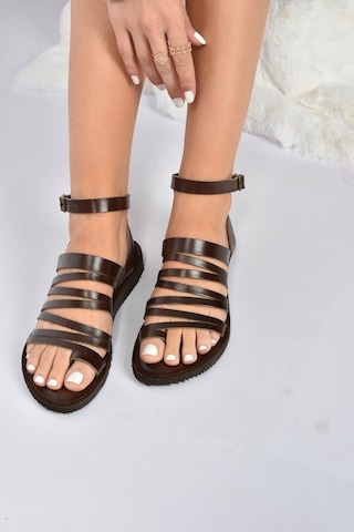 Fox Shoes Kahverengi Hakiki Deri Kadın Sandalet K374680403