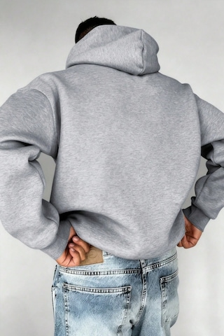 Tarz Cool Regular Kapüşonlu Sweatshirt Erkek Unisex 3 İplik Şardonlu %100 Pamuk Basic Hoodie Gri