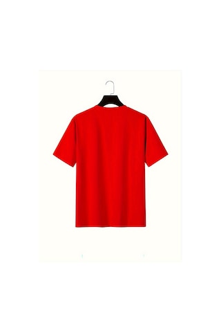 Unisex Face The Future Baskılı Oversize Tshirt Kırmızı