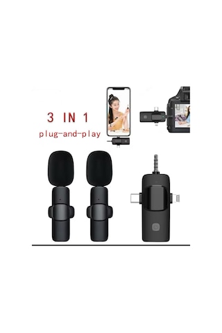 Lenovo Tab M11 Tb330fu Uyumlu İkili Kablosuz Yaka Mikrofonu 3.5mm Aux