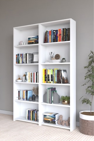 Classy 103musab 10 Raflı 2 Parça Arkalıklı Kitaplık Çok Amaçlı Dolap Beyaz