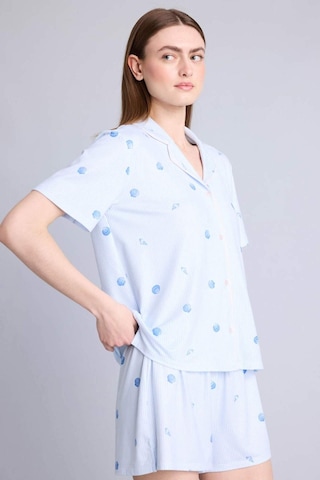 Defacto Regular Fıt Kısa Kollu 2li Softshell Pijama Takım H5459ax26smbe745 Mavi-be745