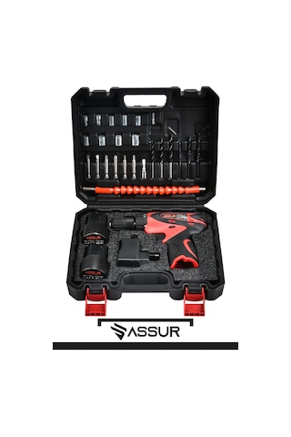 Assur ASR060-02-02 12V Çift Akülü Vidalama Kırmızı