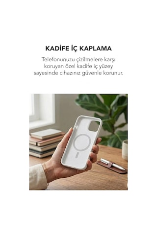 Apple İphone 16 Pro Max Uyumlu Magsafe Lansman Silikon Kılıf Beyaz
