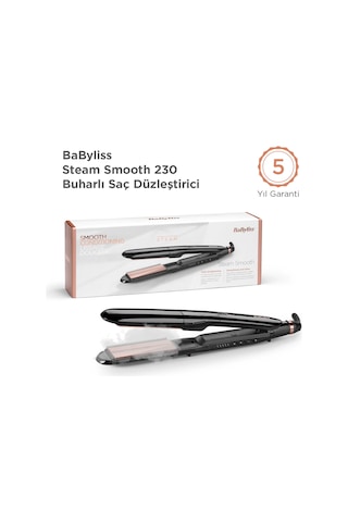 Babyliss Steam Smooth 39mm 230 Derece 5 Isı Ayarı Turmalin Seramik İyon Etkili Buharlı Saç Düzleştirici St493e