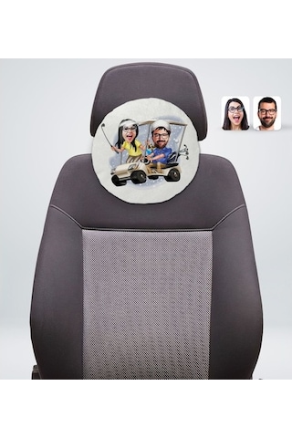 Kişiye Özel Sevgililer Karikatürlü Yuvarlak Dekoratif Kırlent Yas (527061853)