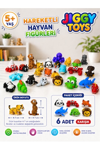 6 Adet Eklemleri Hareketli, Organik, Eğitici Minik Hayvan Figür Sürpriz Figürler