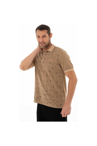 AR-MA Arma Erkek Regular Fit Parça Boyama Polo Yaka Tişört Y25374376101 Kahverengi