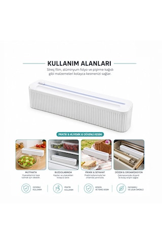Plastik Folyo - Streçlik Film Kesici 35cm Pratik Kesme Aparatlı Manyetik Sabitleme