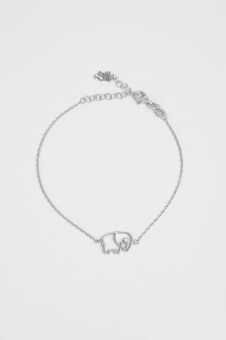 Bilge Fil 18 Ayar Beyaz Altın Kaplama 20 Cm Gümüş Bileklik Beyaz