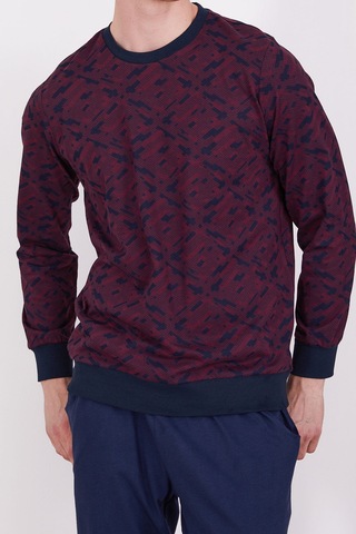 Arnetta Bisiklet Yaka Bordo Erkek Uzun Kol Pijama Takım