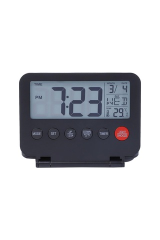 Lcd Ekranlı, Tarih, Sıcaklık, Erteleme Ve Arka Aydınlatmalı Küçük Dijital Seyahat Çalar Saati, Pil İle Çalışan Masa Saati