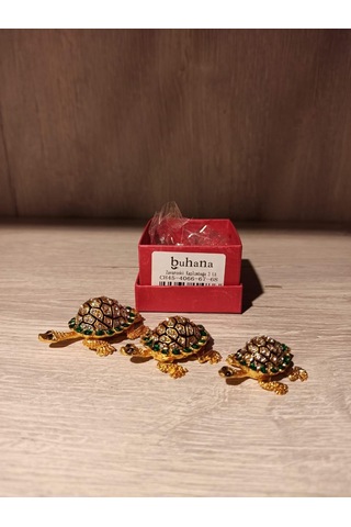 Swarovski Taşlı Kaplumbağa 3'lü Mücevherlik / Dekoratif Biblo