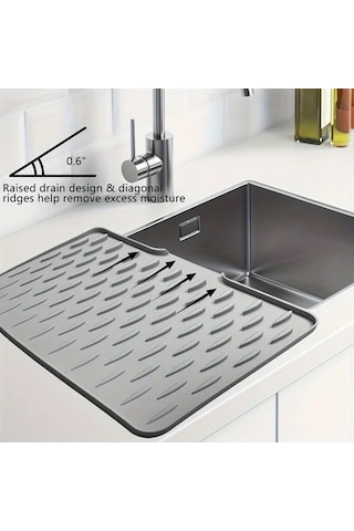 Trendooze Koruyucu Siyah Kaymaz Silikon Matı Tezgah Buzdolabı 15.75x12.6inç 2 Stil