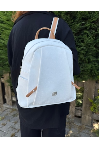 Just Polo Kadın Beyaz Taba Büyük Boy Sırt Çantası