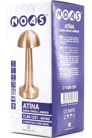 Oval - Metal Mantar Masa Lambası Dokunmatik - Renkli Type-c Şarjlı 3 Fonksiyonlu Yl86-1231 5468 Çok Renkli