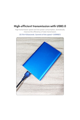 Tenfowee 1tb Usb 3.0 Taşınabilir Metal Harici Disk - Yüksek Hız, İnce Tasarım, Mavi Renk Seçeneği
