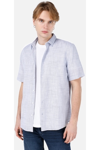 Colin's Colins Normal Kesim Shirt Yaka Cepsiz Mavi Erkek Kısa Kol Gömlek Cl1067835 Cl1067835 Q1.v1 Ble Mavi