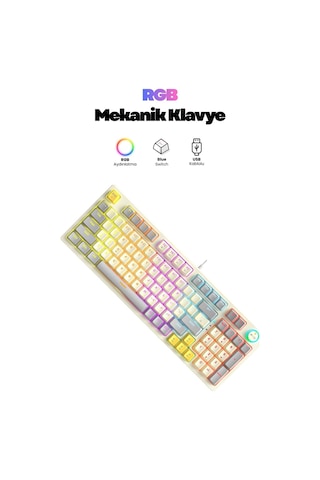 Sprange Mk-12 Rainbow Q Klavye Rgb Oyuncu Klavyesi Gaming Klavye Işıklı Kablolu Klavye