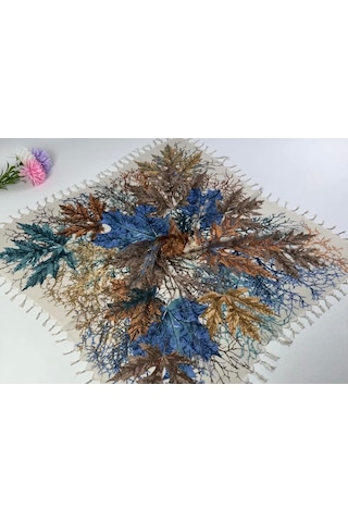Beyce Cotton Sökme Boncuklu Desenli Tülbent 06439 Krem