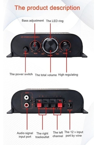 Vkemall 12v Araç Ve Ev Kullanıma Uygun 2x20w Mini Güçlendirici - Siyah Ak170