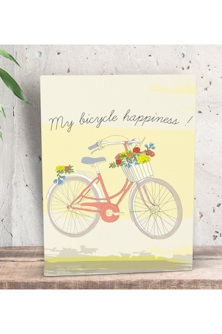 Bk Gift My Bicycle Happiness Tasarımlı Dekoratif Mini Kanvas Tabl (506660983)