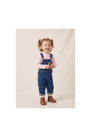 Deniva Kids Bebe Mavisi Fitilli Yarım Balıkçı Yaka Uzun Kollu Pamuklu Kaşkorse Badi / Body Pembe