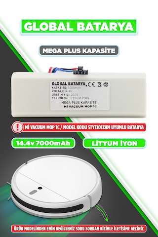 Xiaomi Mi Vacuum Mop 1c 2in1 Batarya 7000mah Mega Plus Kapasite