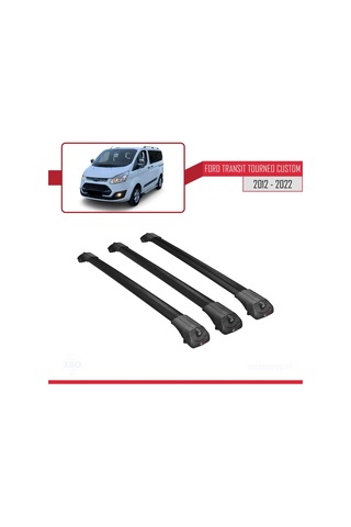 Ford Transit Tourneo - Custom 2012-2023 Arası İle Uyumlu Ace-1 Ara Atkı Tavan Barı Siyah 3 Adet Bar