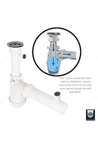 Taslı Lüks Sifon Çift Çamaşır Makinesi Girişli, Koku Önleyici