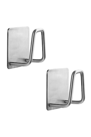 Yapışkanlı Metal Banyo Mutfak Eşya Askılığı Al4467 2 Adet Gümüş
