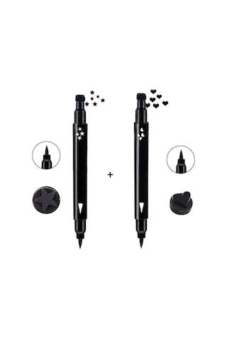 Çift Uçlu Yıldız + Kalp Desenli Eyeliner 2'li