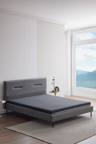 Optimum Support Yatak, Sovene Başlıklı Karyola 3'lü Set - Koyu Gri