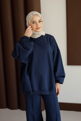 Moonsc Kadın Oversize 2 İplik Tesettür Takım Lacivert