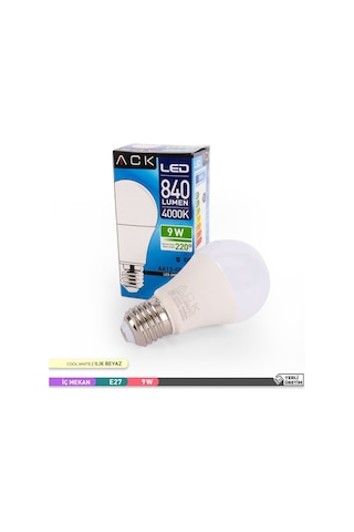 Ack 9w Led Ampul 4000k Günışığı E27 10'lu Eko Paket