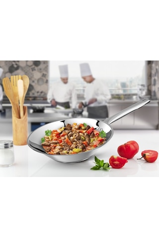 Lines 28 Cm Chef Çelik Wok Tava Metal kulp