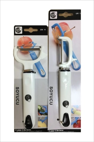 3lü Set Paslanmaz Çelik Meyve Sebze Salatalık Havuç Soyacağı Soyma Bıçağı Beyaz
