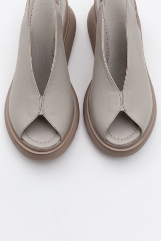 Luvishoes Luvi Shoes Sam Taş Cilt Hakiki Deri Kadın Dolgu Topuk Sandalet Taş Rengi Taş