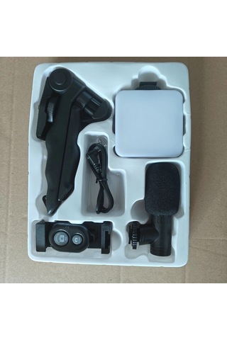 Shopytech 5 İ 1 Arada Mikrofonlu Led Işıklı Vlog Kiti Tabanca Tutuşlu Masaüstü Tripod & Selfie Stick 1 Adet