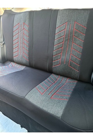 Argalı Renault Taliant Oto Koltuk Kılıf Üniversal Keten Ve Suni Deri Cepli Oto Koltuk Kılıf Kırmızı