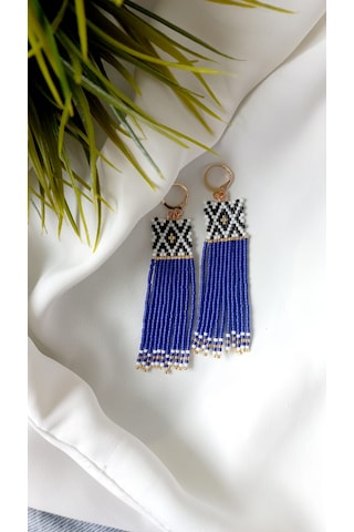 Miyuki Geometrik Tasarım Küpe Mavi
