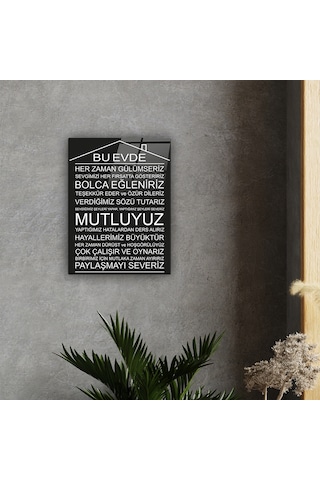 Decorita Cam Tablo | Bu Ev - Siyah Fon