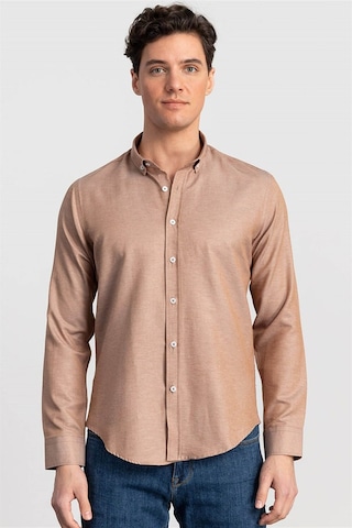 Tudors Slim Fit Dar Kesim Oxford Spor Erkek Gömlek-20325 Kum Rengi