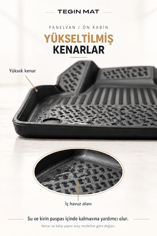 Fiat Pratico Panelvan 2017 Geometrik Desenli 3d Havuzlu Oto Paspas Siyah